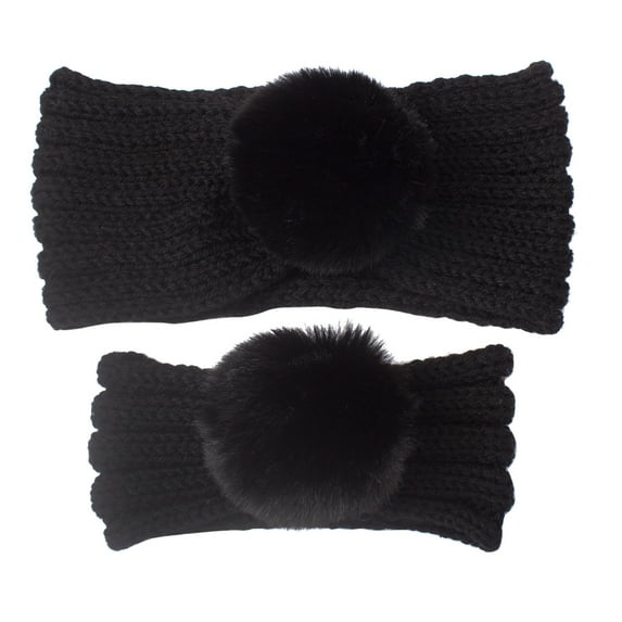 EnJoCho Womens Baby Christmas Headband Set for Family Cute Soft Stretch Knitted Headbands Knotted Solid Headwear for Mom & Baby