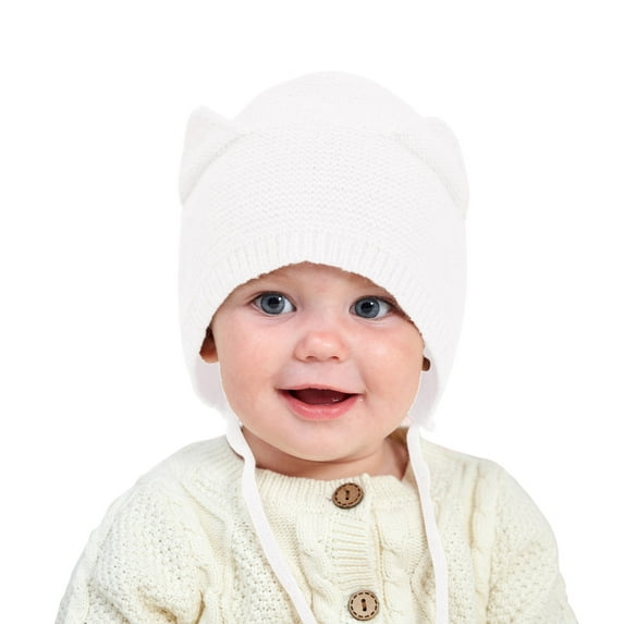 EnJoCho Wool Knitted Cap Solid Color Knitting Baby Wool Cap Cartoon Ear Braid Ear Protection Warm Children's Hat Outwear Toddler Kids Casual Fashion Headwear