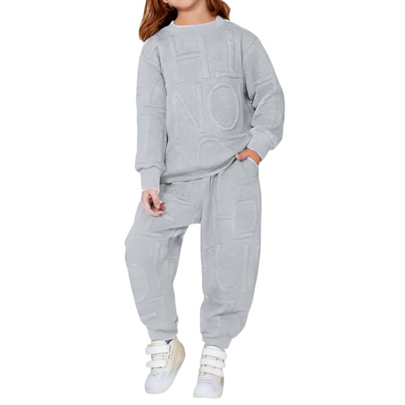 EnJoCho Youth Boys Athleti𝖼 Outfits 3D Letter Graphic Crewneck Sweatshirts Elastic Waist Joggers Sweatpants Teens Fall Cute Clothes Sportswear Track Suit Activewear