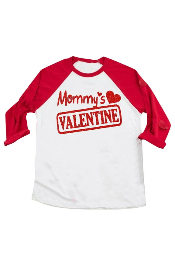 Youth Boys Girls Home Wear Clothes Kids Baby Valentine's Day T Shirt Toddler Girls Boys Letter Heart Print Blouse Valentine Oversized Crewneck Tee Tops 5-6 Years
