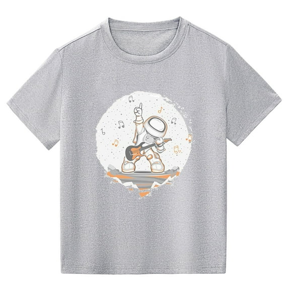 EnJoCho Youth Kids Holiday T Shirt Little Children and Big Kids Rock Astronaut Cartoon Print Boys and Girls Tops Short Sleeved T Shirts Casual Trendy Tee Tops