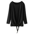 thumbnail image 1 of EnJoCho Youth Kids PlayWear Tops Toddler Kids Little Girl's Crewneck Solid Basic T Shirt Tie Front Knot Tank Tops Long Sleeve Loose Casual Autumn Blouse Tee Tops 8-9 Years, 1 of 5
