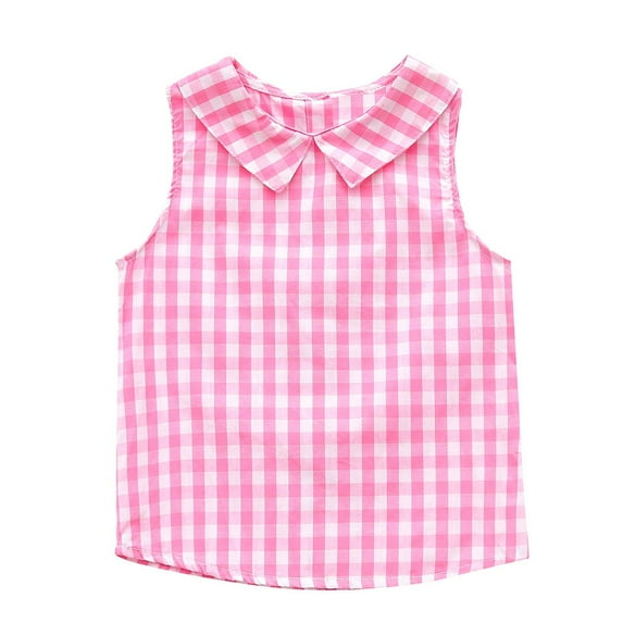 EnJoCho Youth Kids Soft Clothes Children Baby Kids O-neck Sleeveless Plaid Print Vest Tops Girls Clothes Trendy Comfort Tee Tops 6-12 Months