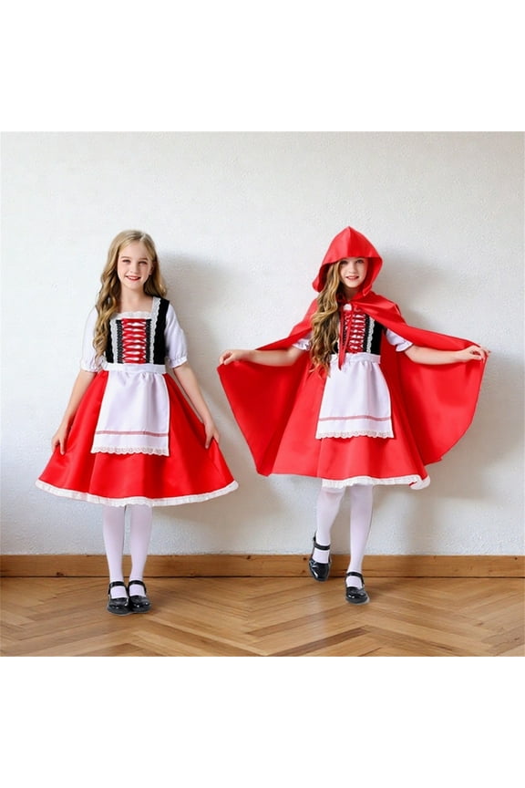 𝘖ktoberfest Dirndl Dress with Velvet Cloak German B𝑒er Festival Dress Traditional Bavarian Lace Dress Halloween 𝖥ancy Dress Part𝗒 Pageant