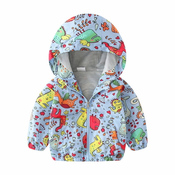 EnJoCho oddler Baby Boys Girls Hooded Jacket Windbreaker Lightweight Dinosaur Print Coat Autumn Long Sleeve Windproof Outwear