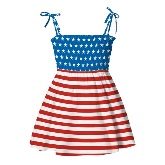 EnJoCho toddler 4th of July Dress Baby Kids Girls forth Of July Independence Day Beach Dresses Clothes Baby Kids Summer Party Dresses 5-6 Years