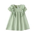 thumbnail image 1 of EnJoCho toddler Dress Kids Girls Solid Cotton Linen Sleeveless Beach Straps Dress Ruffles Princess Dresses Clothes Little & Big Children Summer Fashion Party Dresses 2-3 Years, 1 of 6