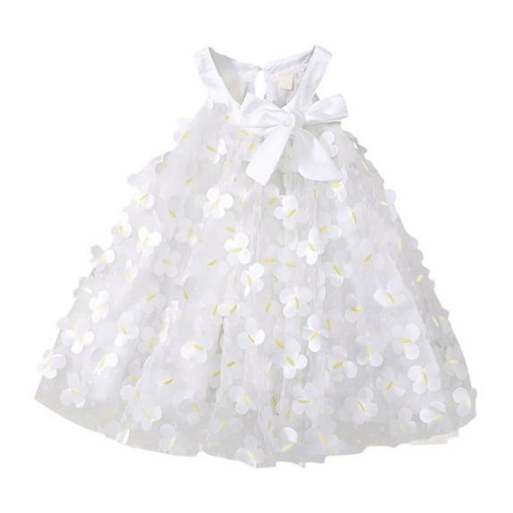 EnJoCho toddler Flower Dress tops Kids Girls Floral Butterfly Tulle Dress Princess Dresses White Halterneck Clothes Baby Kids Summer Casual Party Dresses 2-3 Years