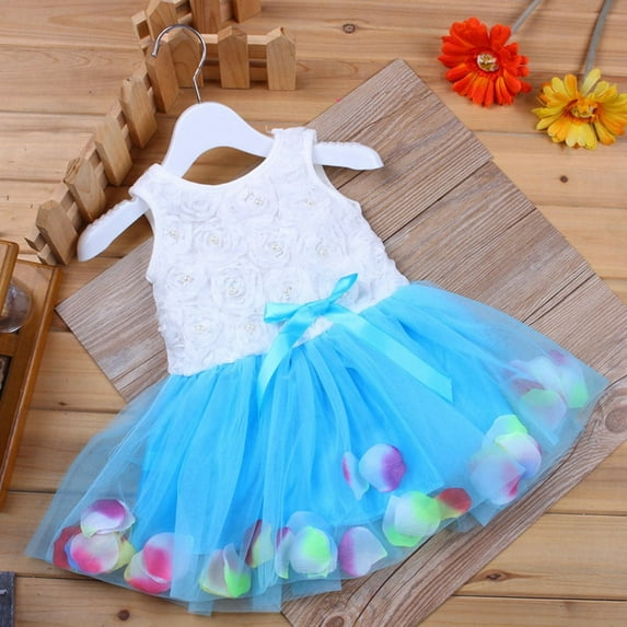 EnJoCho toddler Party Skirt Baby Girls Bowknot Tutu Petals Tulle Dresses Baby Girls Flower Gown Outfits Children Cute Stylish Party Dresses Tulle Mesh Dress