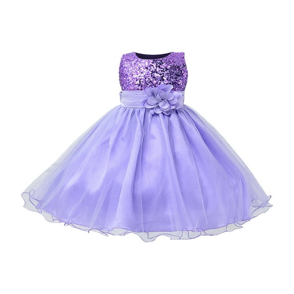 EnJoCho toddler Wedding Dress Kids Baby Girl Sequin Sleeveless Tulle Princess Dress Flower Belt for 3 to 10 Years Fashion Birthday Party Dresses