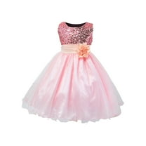 EnJoCho toddler Wedding Dress Kids Baby Girl Sequin Sleeveless Tulle Princess Dress Flower Belt for 3 to 10 Years Fashion Birthday Party Dresses