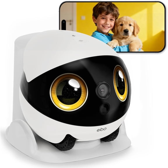 Enabot EBO Air 2S FamilyBot Home Robot Camera: 2.5K Indoor Pet Cam, Movable Robot Camera, 2-Way Video, Auto-Recharge, Long Battery Life, Night Vision