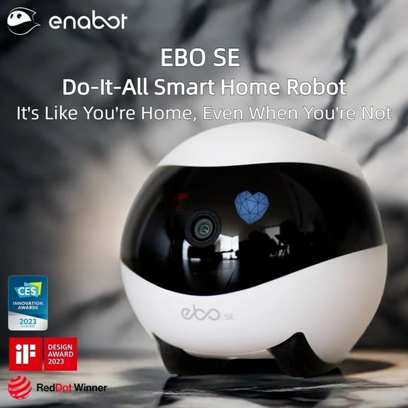 Enabot Home Security Camera EBO SE: 1080P Movable Indoor Cam Robot Battery-Operated, Auto-Recharge, Night Vision, Wireless Camera, 2-Way Talk, Local Storage, APP Control for Pet/Elderly/Baby