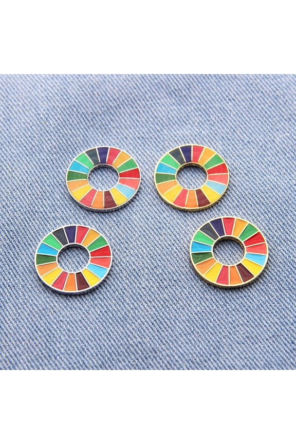 Enamal 17 Colors Sustainable Development Goals Brooch United Nations SDGs Pin