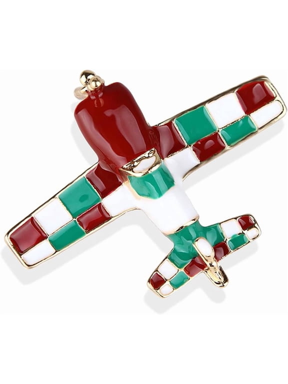 Enamel Airplane Brooches and Pins for Women Gold-Toned Fashion Flying Plane Brooch Lapel Pin Badge Suit Scarft Dress Accessories Unisex Holiday Jewelry Souvenir for Flight Crew Aviator Lover