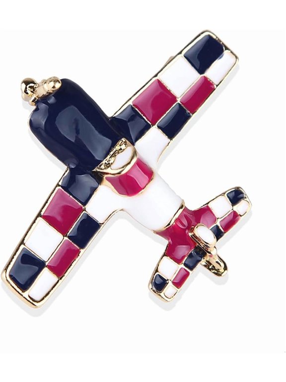 Enamel Airplane Brooches and Pins for Women Gold-Toned Fashion Flying Plane Brooch Lapel Pin Badge Suit Scarft Dress Accessories Unisex Holiday Jewelry Souvenir for Flight Crew Aviator Lover