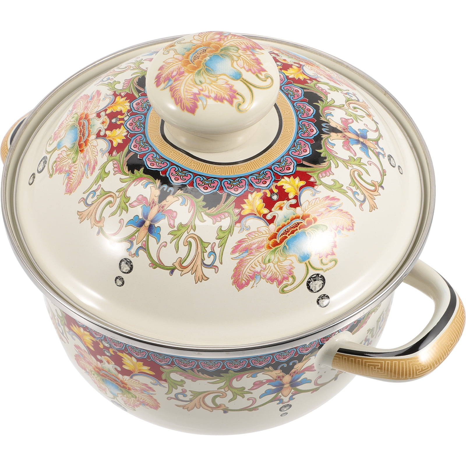 Enamel Amphora Two Handle Stockpot Stew Soup Cooking Pots with Lids