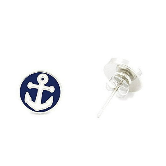 Enamel Anchor Earrings - Small
