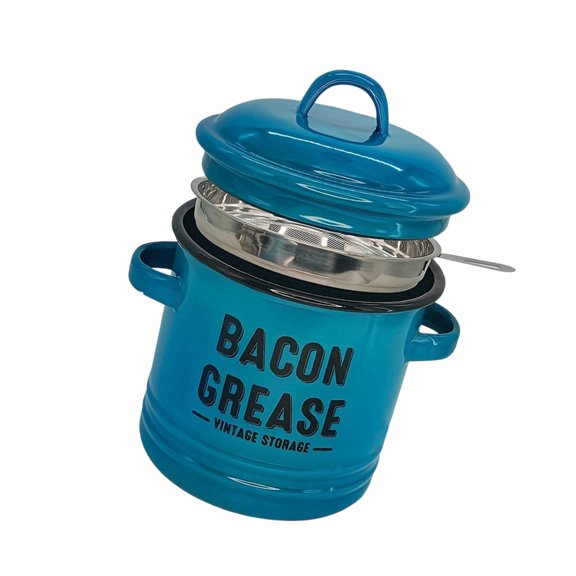 Enamel Bacons Grease Container Double Handle Storage Jar Cooking Accessory