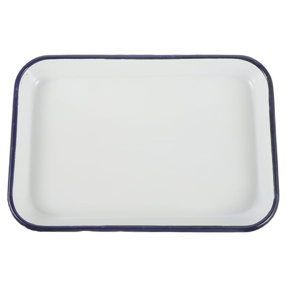 White Enamel Baking Sheet Pan - Non-Stick Ceramic Cookie and Tray, Rectangular Oven Pancake Serving Dish for Kitchen Use