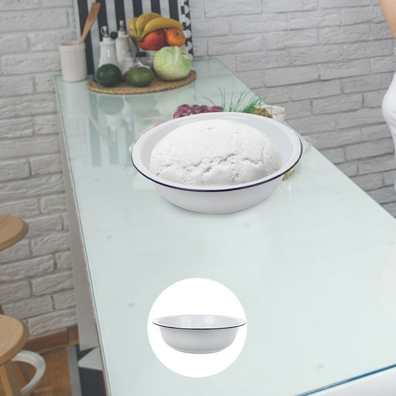 Large Enamel Mixing Bowl for Kitchen Use, Vintage Style Enamelware Basin for Bread Dough, Vegetable Washing and Food Preparation