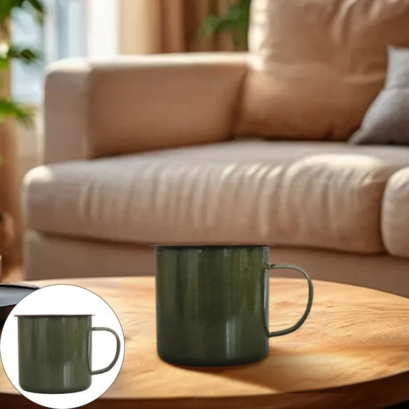 Enamel Camping Mug TASTAN Retro Enamel Camping Mug with Handle - Heat-Resistant Coffee & Tea Drinking Cup for Indoors & Outdoors, Durable Vintage-Style Cup for Picnics, Office & Home Use, Green1