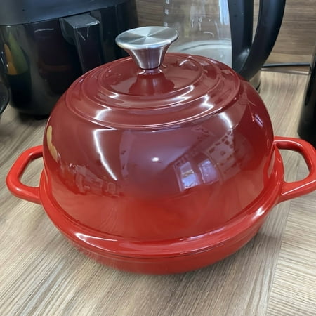 Enamel Cast Iron Dutch Oven 5QT, Bread Baking Pot with Lid for Frying, Braising, Stewing & Homemade Bread - Multifunctional Cookware for Home Kitchen