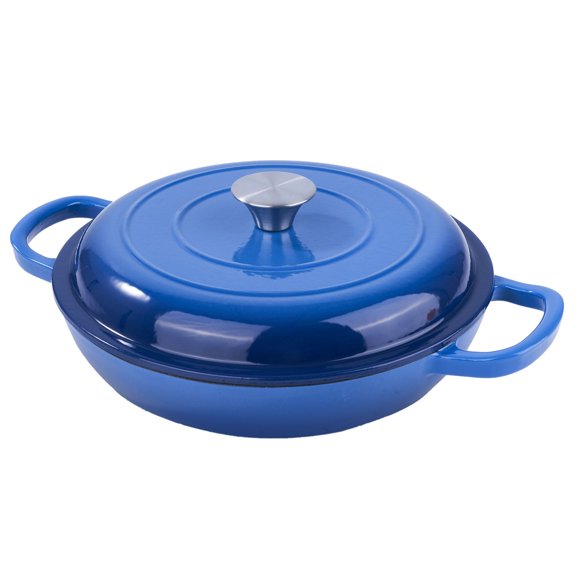 Enamel Cast Iron Dutch Oven Soup Pot with Circular Shower Lid Enclosed Thermal CirculationHeavy-Duty Cookware for Gas Induction Ceramic Grill Baking & Refrigeration Use