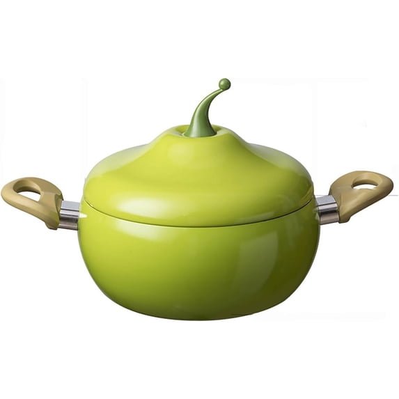 Enamel Cast Iron Stock Pot, Nonstick Soup Pot Pasta Can, Tomato Cocotte, Cute Vegetable Shape, Multifunction Cooking Pot with Handles for Thanksgiving Grill, Oven Backyard Cooking,Avocado Pot
