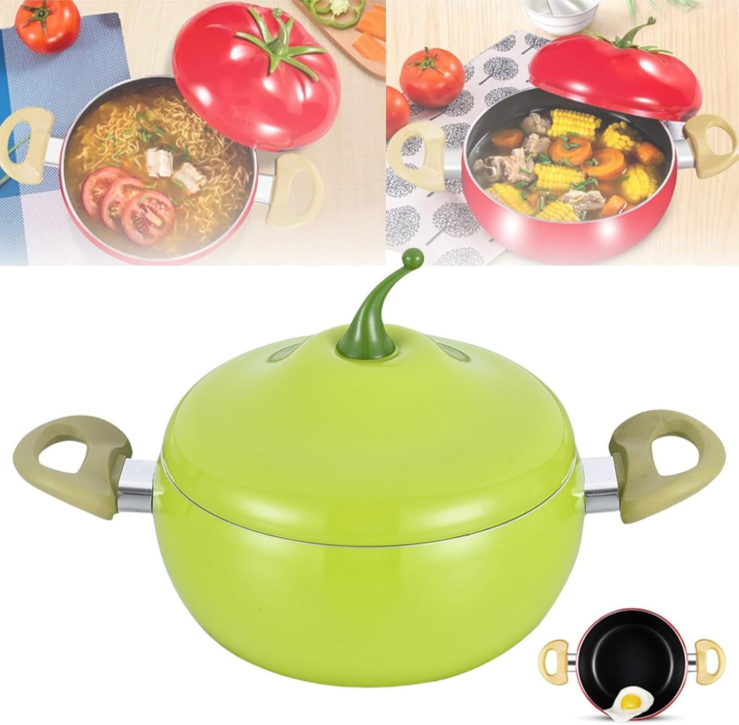 Enamel Cast Iron Stock Pot Tomato Cocotte, Nonstick Soup Tomato Shaped ...