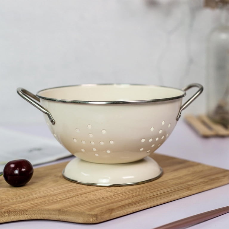 Ceramic Porcelain Colander Strainer Bowl - 6 Inch Diameter, White, For Fruit & Vegetables 3 thumbnail image