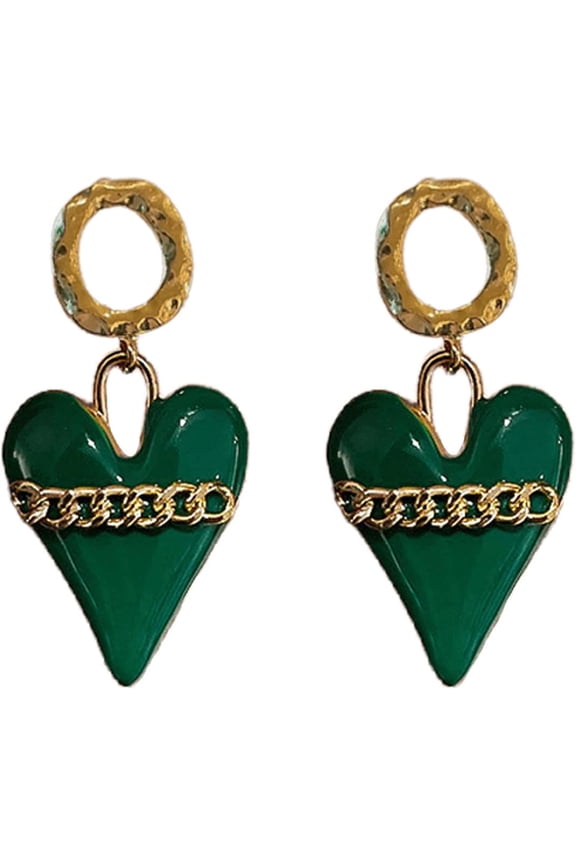 Enamel Color Heart Dangle Earrings for Women.Statement Love Drop Earrings Green Heart Earrings Valentine's Day Jewelry Gifts for Women