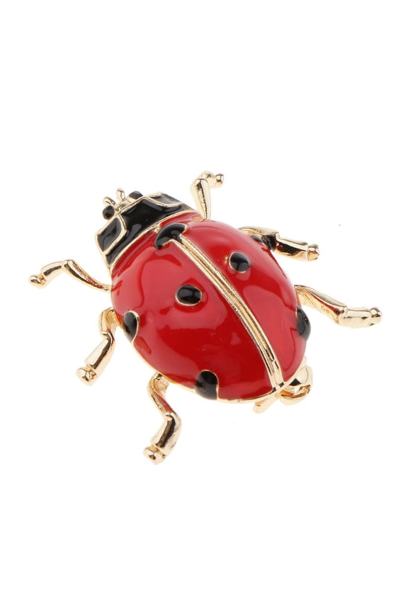 Enamel Crystal Ladybug Brooch Pin Alloy Scarf Collar Pins - Red