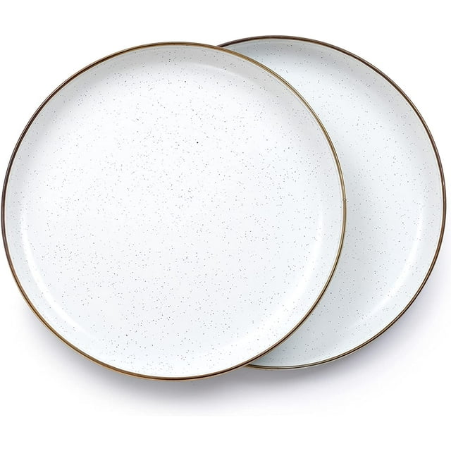 Enamel Deep Plate Set of 2 Dinner Plates HandFinished Baked