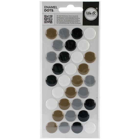 We R Memory Keepers 426-12 We R Enamel Dots & Shapes-Neutral Dots, 32-Pkg