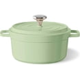 thumbnail image 1 of Enamel Dutch Oven with Lid, 4.3 Quarts Saucepan Cooking Pot, Soup Pot with Dual Handles, Non-Stick Ceramic Cookware for Bread Baking&Cooking, Oven Safe Up to 536° F or All Stovetop,Turquoise, 1 of 7
