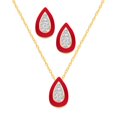 thumbnail image 1 of Enamel Earrings + Pendant Box Set for Women Gold Tone 17 Inch Chain + 2in Extender, 1 of 4