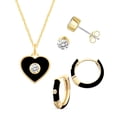 thumbnail image 1 of Enamel Earrings + Pendant Box Set for Women  Gold Tone 17 Inch Chain + 2in Extender, 1 of 4
