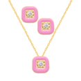 thumbnail image 1 of Enamel Earrings + Pendant Box Set for Women  Gold Tone 17 Inch Chain + 2in Extender, 1 of 4