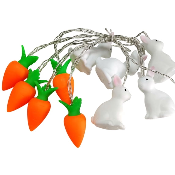 Enamel Easter Rabbit Carrot LED String Lights, USB Powered Ambient Decoration Lights, Perfect for Terrace Balcony Camping and Family Party Lighting to Create a Festive Light