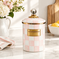 Enamel Food Storage Canister, Medium, Rosy Check Pattern, 10.39 x 7.05 ...