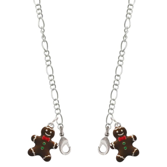 Enamel Gingerbread Boy Silvertone Face Mask Necklace
