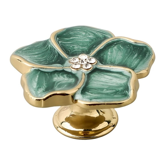 Enamel Glaze Flower Handle Door Knobs Cabinet Drawer Handle