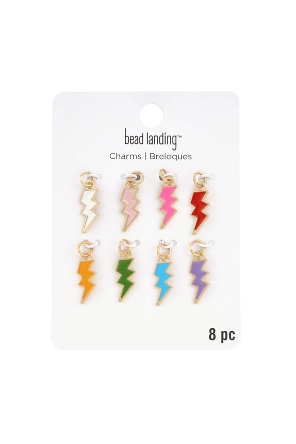 Enamel & Gold Lightning Bolt Charms by Bead Landing - Charms for DIY Jewelry Making - Necklaces - Bracelets & Keychains - 12 Pack
