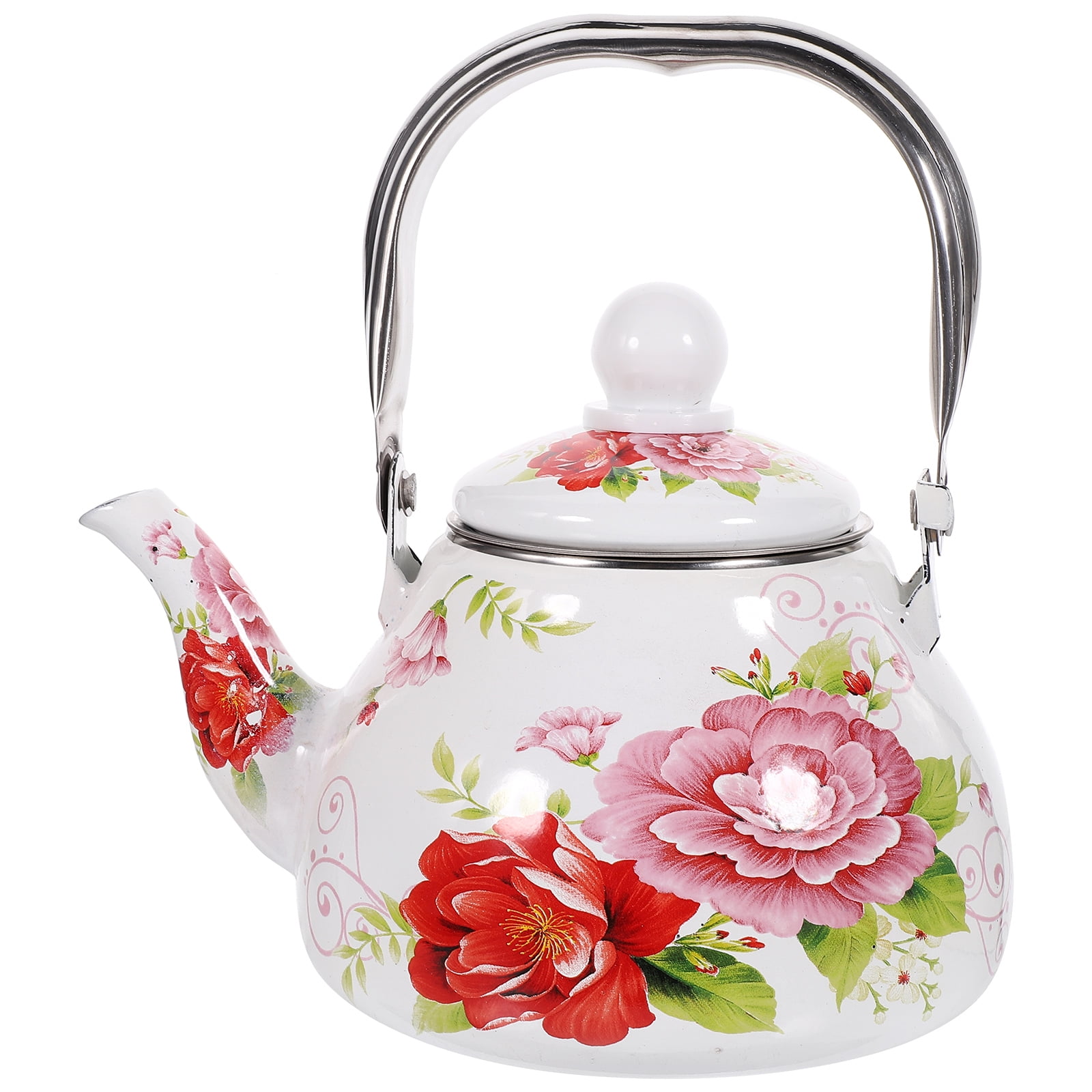 Enamel Kettle Floral Pattern Tea Kettle Stovetop Decorative Teapot Tea