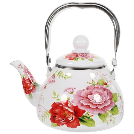 Enamel Kettle Floral Pattern Tea Kettle Stovetop Decorative Teapot Tea Kettle