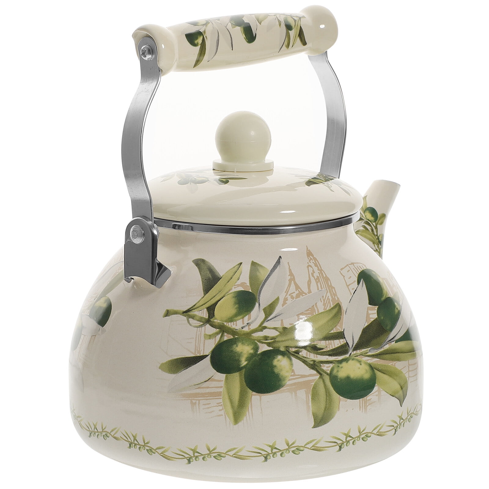 Enamel Kettle Kitchen Tea Pot Water Decor Floral Porcelain Enameled