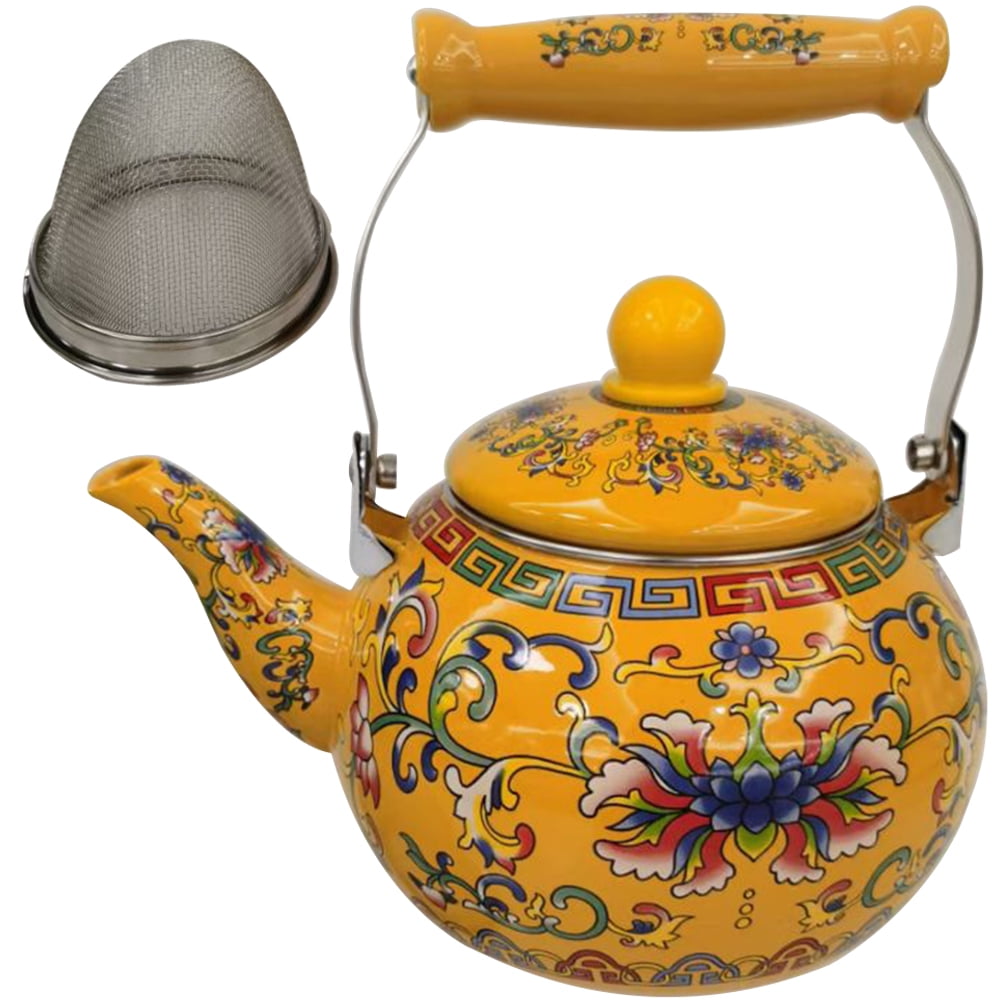 Enamel Kettle Kitchen Water Flower Tea Pot Induction Cooktop Ceramics Maker Office