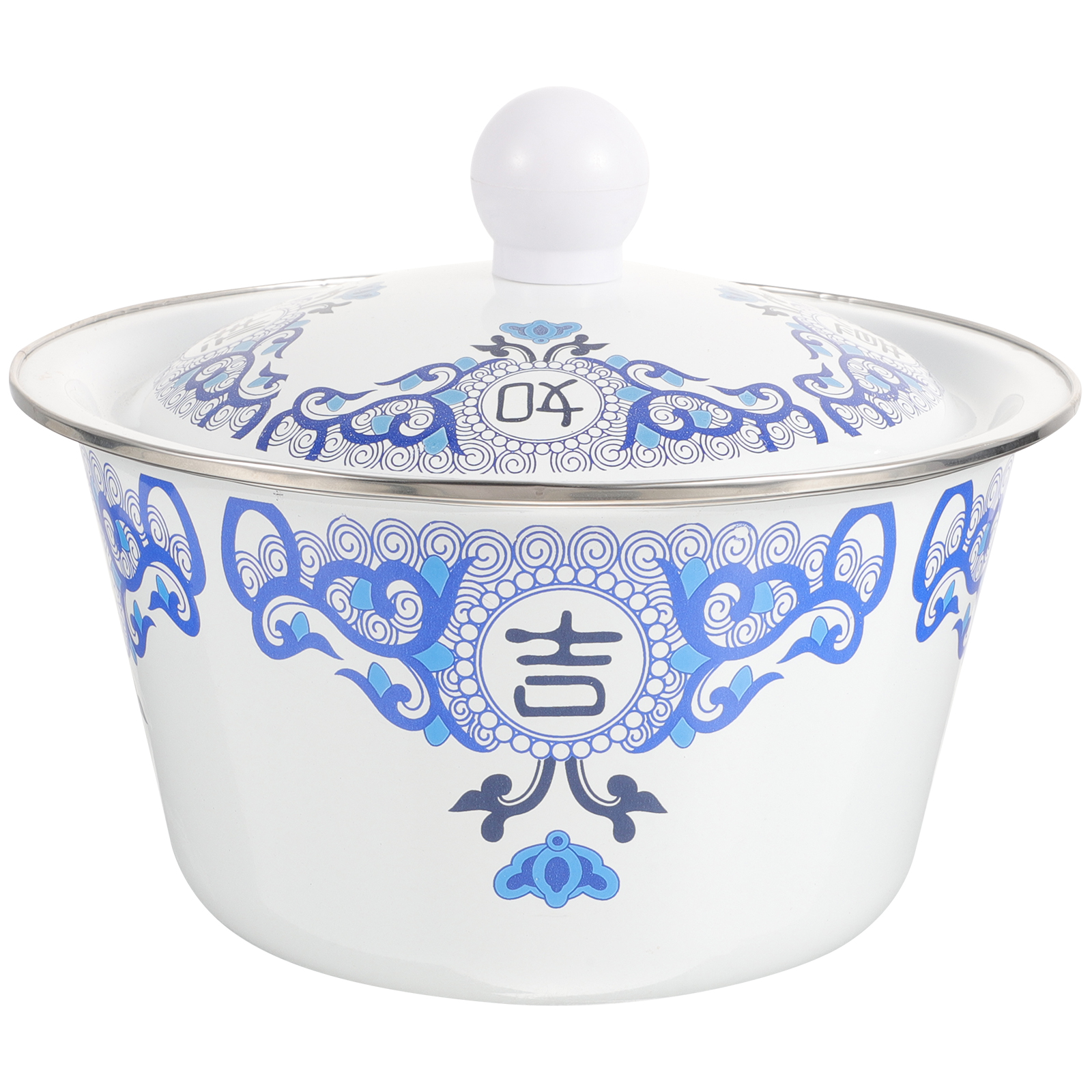 Enamel Lard Bowl Pasta Noodles Kitchen Basin Gadget Storage Container