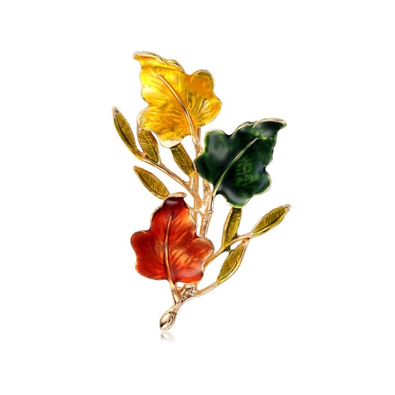 Enamel Leaf Brooch Corsage Pin Vintage Floral Accent For Casual Daily Styling